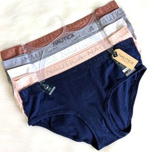 NWT Nautica Intimates Organic Cotton 5-Pack Hipster Panties, Size Large